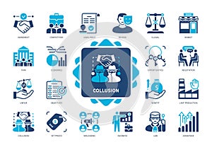 Collusion solid icon set