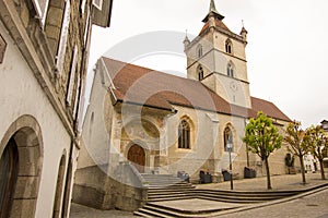 CollÃÂ©giale St-Laurent St-Laurent church in the city of Estavayer-Le-Lac photo