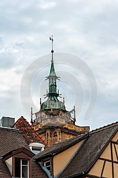 Colmar in Alsace, France. Collegiate Church of San Martino, one of the symbols of the city on the canals.