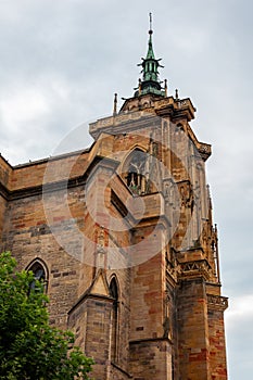 Colmar in Alsace, France. Collegiate Church of San Martino, one of the symbols of the city on the canals.