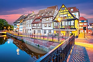 Colmar, Alsace, France - Petite Venice water canal, french romantic city