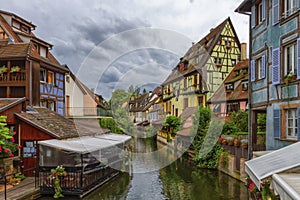Colmar city, houses and canal, France