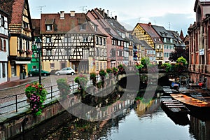 Colmar town street scene, France