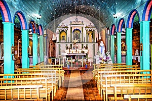 Colo, Chiloe Island, Chile - Inside the Wooden Jesuit Church of Colo photo