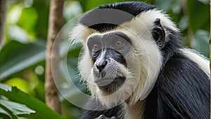 Colobus monkey nature wild looks park outdoors