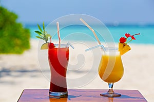 Coloerful cocktail on the beach
