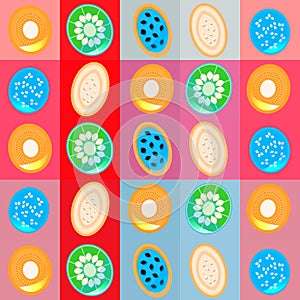 Coloful background with flat fruit slices