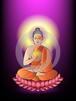 Coloful Buddha Siddhartha gautama sit on lotus