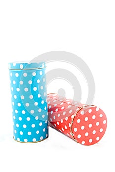 Coloful dotted tins photo