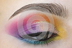 Coloful eye make up in close up