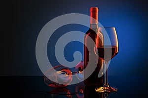 Coloful wineglass on table.