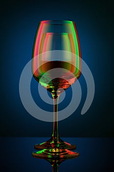 Coloful wineglass on table.