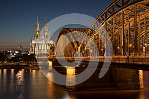 Cologne bridge by night dome