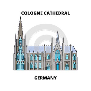 Cologne Cathedral, Germany line icon concept. Cologne Cathedral, Germany flat vector sign, symbol, illustration.