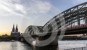 Cologne Cathedral and Hohenzollern Bridge at night