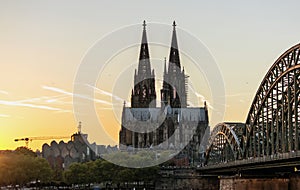 Cologne Cathedral and Hohenzollern Bridge at night