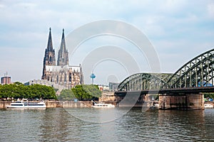 Cologne Cathedral over Rhine river