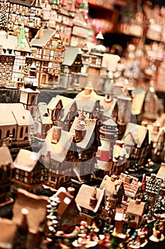 Cologne Christmas Market stall selling minature houses.