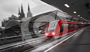 Cologne city germany and red train