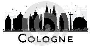 Cologne City skyline black and white silhouette.