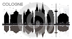 Cologne Germany City skyline black and white silhouette with Ref