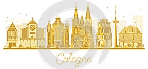 Cologne Germany City Skyline Silhouette with Golden Buildings Isolated on White