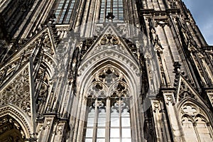 Cologne, Germany - June 05, 2021. Facade of the Cathedral Church of Saint Peter, Catholic cathedral in Cologne