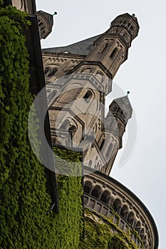 COLOGNE, GERMANY - SEPTEMBER 11, 2016: The Romanesque Catholic church `Gross Sankt Martin` Great St. Martin in the old town of Col