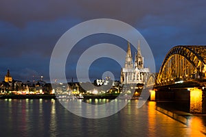 Cologne skyline at night