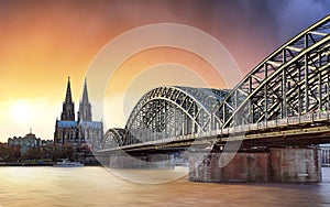 Cologne at sunset, Germany