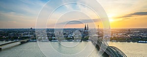 Cologne sunset panorama