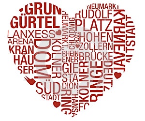 Cologne Typo Heart Vector
