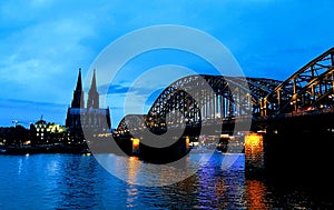 Colognes railway bridge in the evening