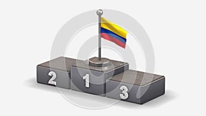 Colombia 3D waving flag illustration on winner podium.