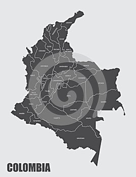 Colombia departments map photo