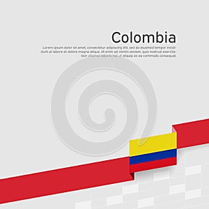 Colombia flag background. State colombian patriotic banner, cover. Ribbon color flag of colombia on a white background. National