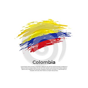 Colombia flag. Brush strokes. Brush painted colombian flag on a white background. Vector design national poster, template. Place