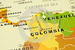 Colombia on map photo