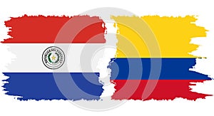 Colombia and Paraguay grunge flags connection vector
