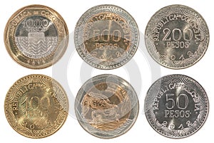 Colombia pesos coin full set