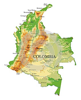 Colombia physical map