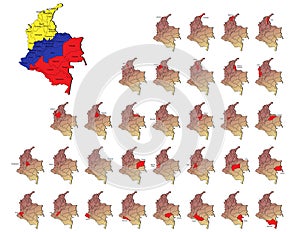 Colombia provinces maps photo