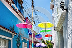 Colorful houses in the Getsemini district of Cartagena de Indias, Colombia photo