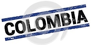 COLOMBIA text on black-blue rectangle stamp sign