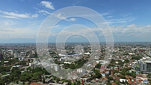 Colombia, Valle de Cauca, aerial panoramic view to the city. Summer time. Travelling around Colombia.