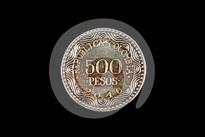 Colombian 500 Peso Coin Close Up