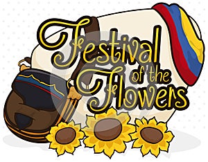 Colombiana girasol a bandera flores ilustraciones 