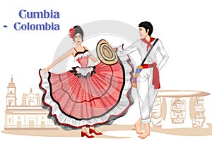 Colombian Couple performing Cumbia dance of Colombia