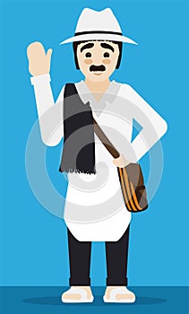 Colombian man wearing traditional Arriero garment, Vector illustration photo