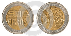 500 Colombian pesos coin photo